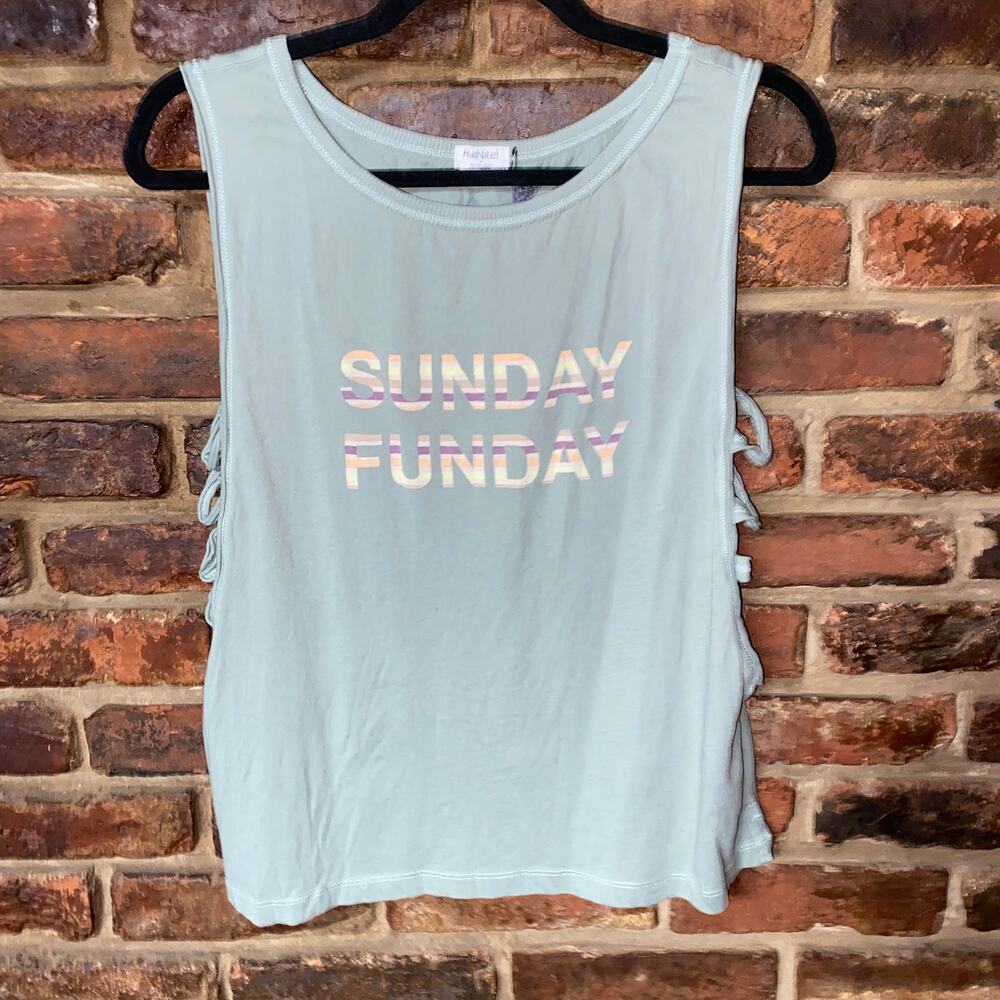 NWT Hello Nite! Terrain Green Sunday Funday Side Cut-Out Tank Top Women's Small
